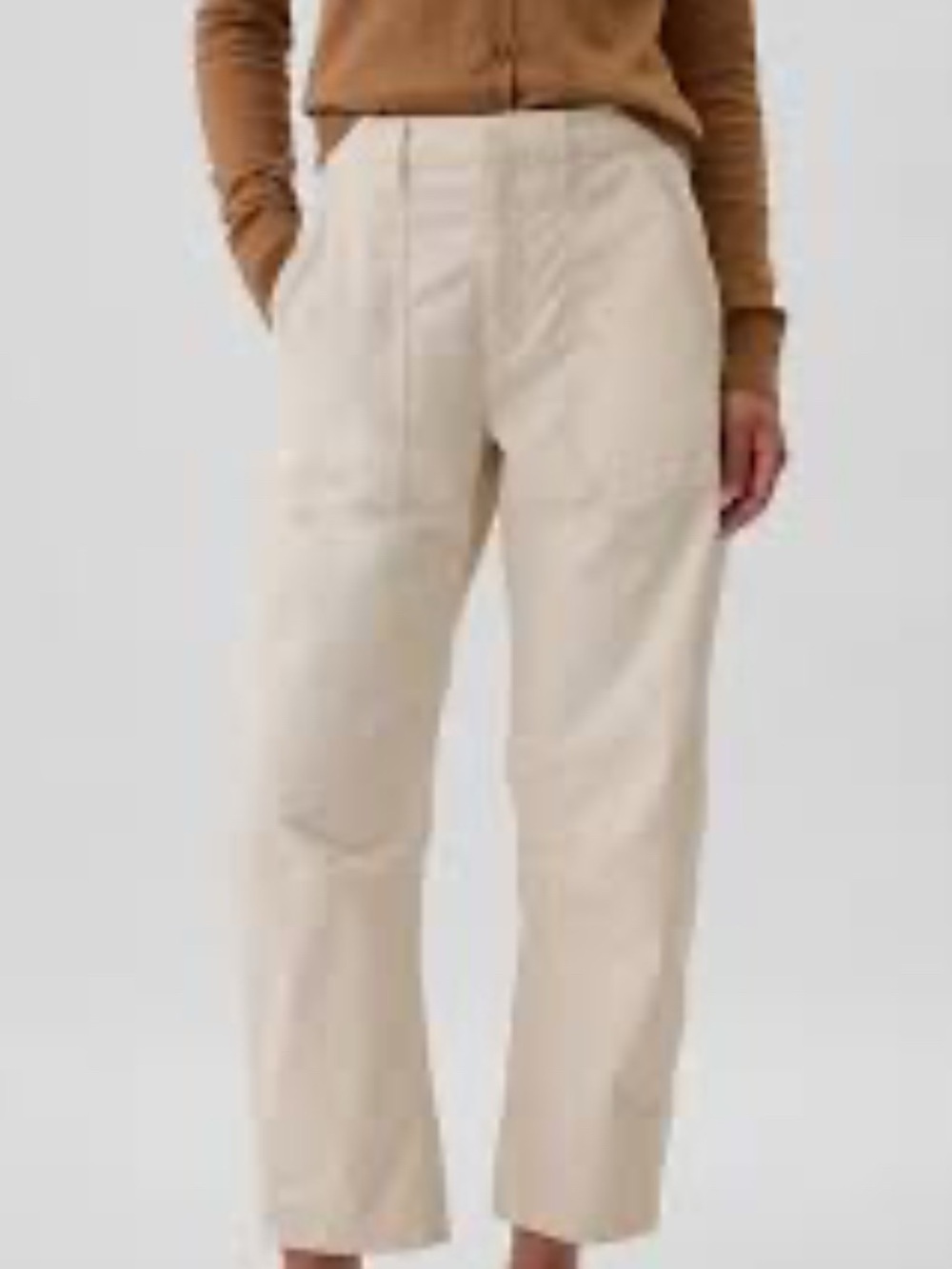 GAP Cream Barrel-Leg Cropped Pants